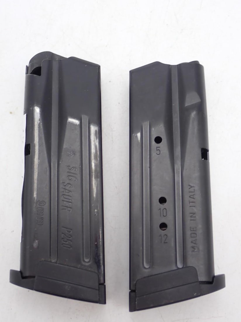 (2) Sig Sauer P250 9mm Magazines: 12 Round, *Restrictions