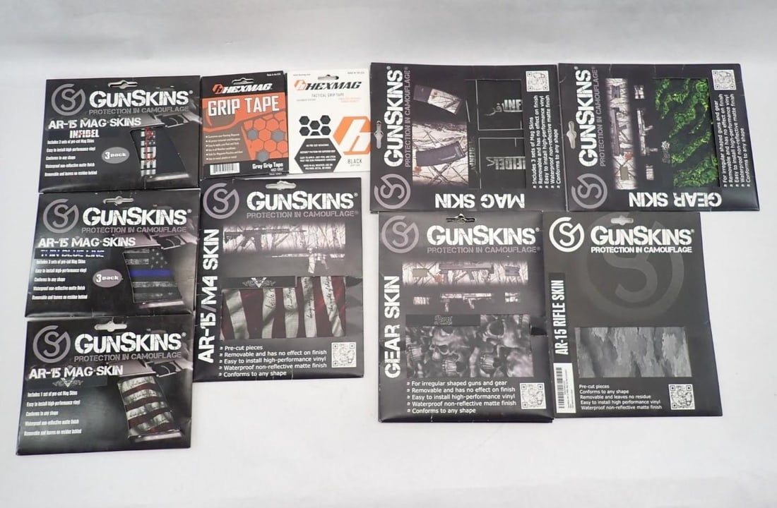 GunSkins & HexMag Grip Tape: (4) rifle skins; (6) mag skins; (4)+ HexMag grip tape