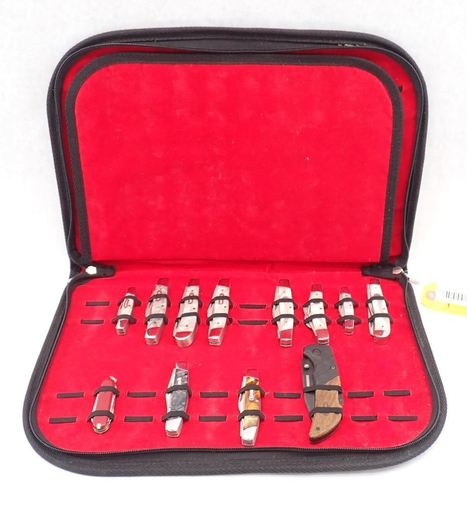 (12) Folding Knives & Case: (6) Imperial; (4) Rite Edge; Husky; Victorinox