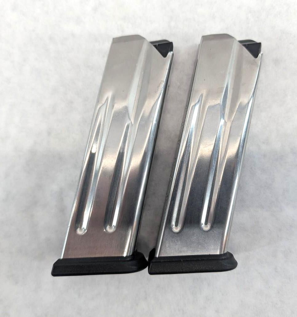 (2) 15 Rd Springfield Armory XD-M 10mm Magazines: Factory stainless finish with polymer baseplates, 15 Round, *Restricted