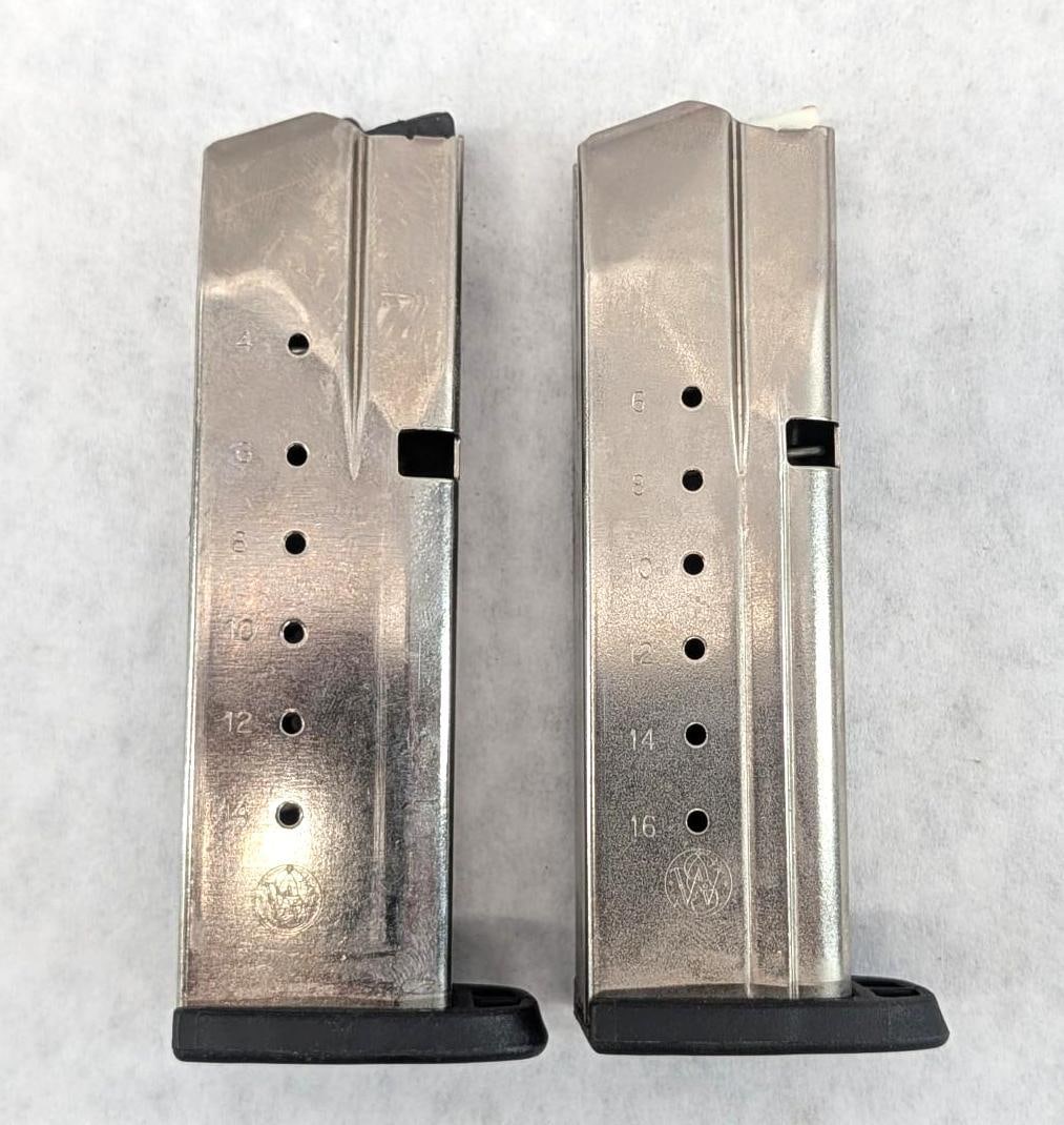 (2) Smith & Wesson Magazines: (1) SD9, 16 Round, *Restricted and (1) SD40, 14 Round, *Restricted