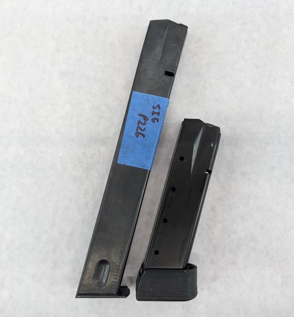 (2) Sig Sauer P226 9mm Magazines: (1) 20 Round and (1) 32 Round, *Restricted