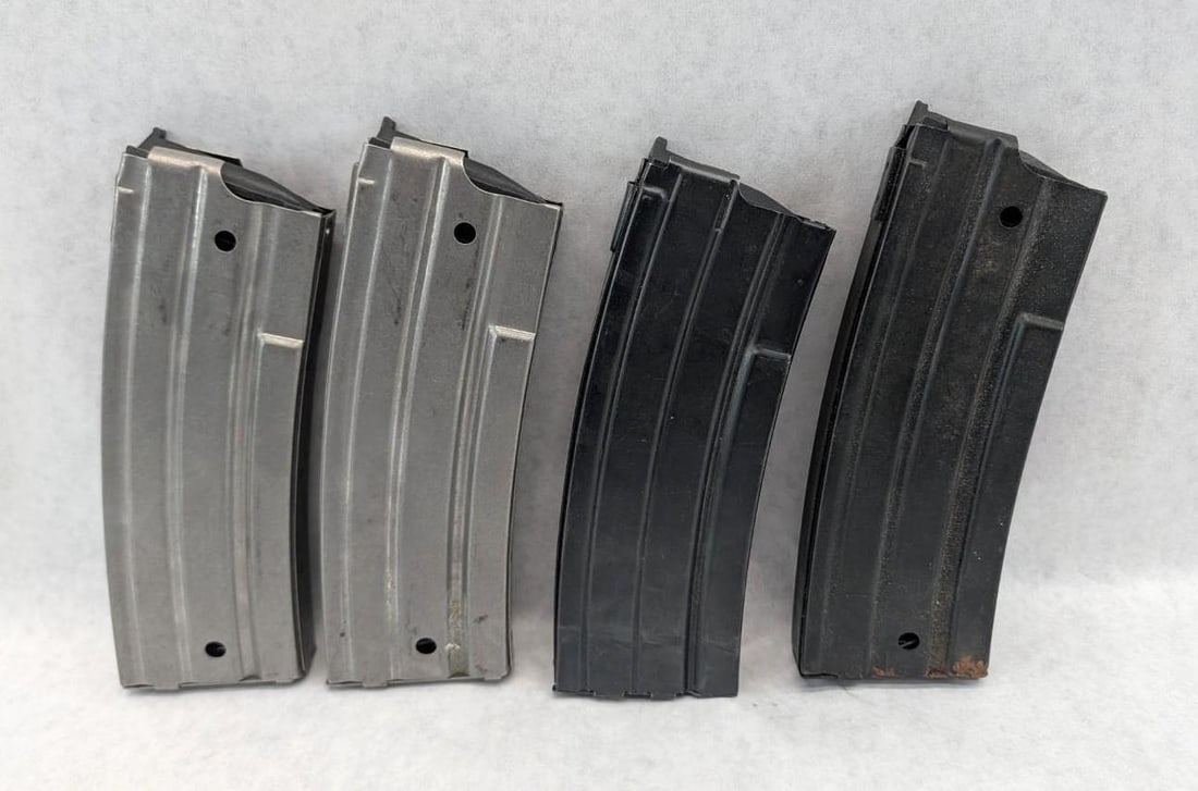 (4) Mini 14 5.56mm Magazines: 2 stainless, 2 blued, 30 Round, *Restricted