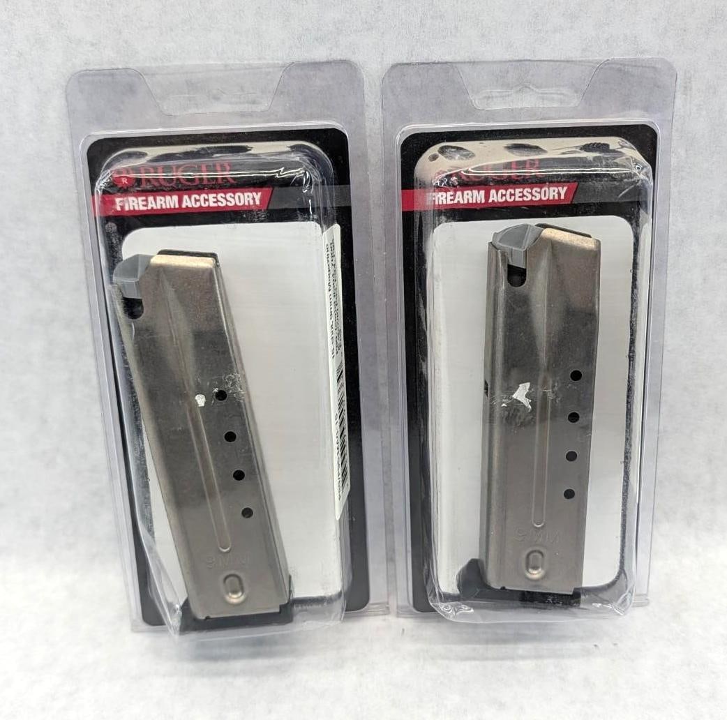 (2) Ruger P89/P95 9mm Magazines: New in packaging, 15 Round, *Restricted