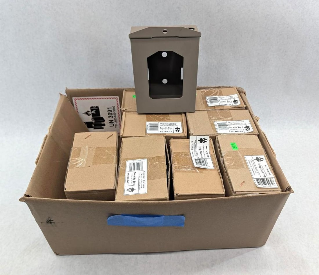 (9) Spartan Camera Security Box: For Spartan GoCam, NIB, grey color