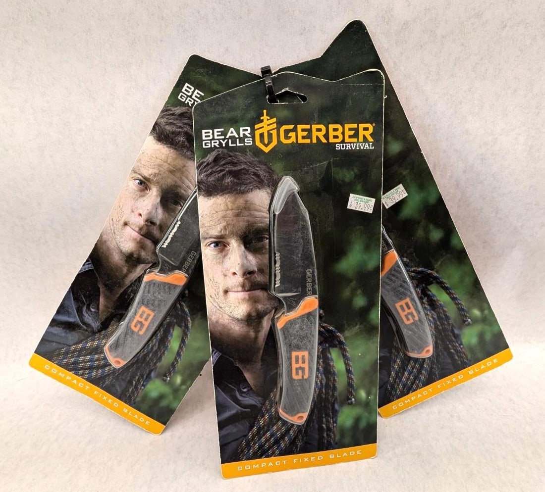 (3) Gerber Bear Grylls Compact Fixed Blade Knives: NIB