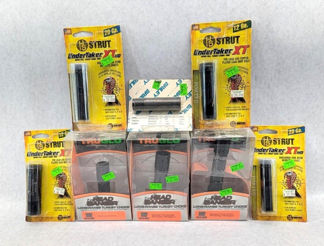 (8) Assorted Choke Tubes: 2 20 GA, 6 12GA, Long range Turkey chokes, for Mossberg, Beretta, Benelli, etc