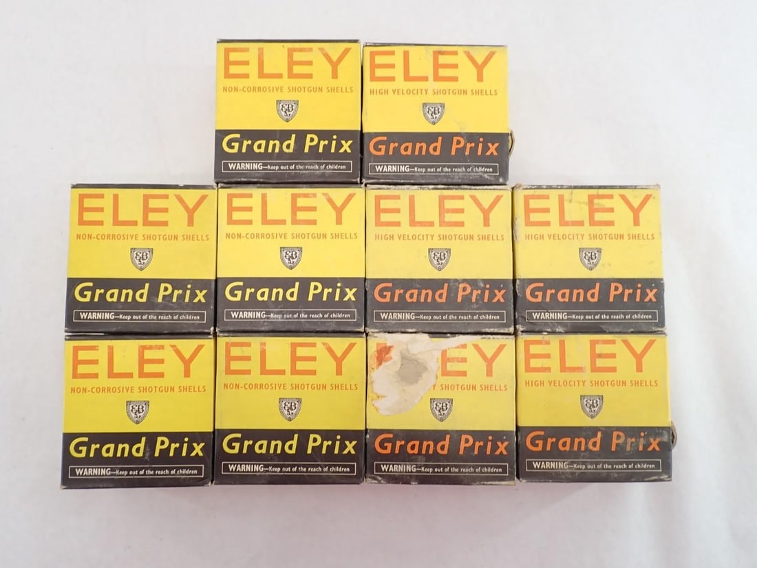 Asst. Shotgun Shells: (125) Eley Grand Prix GP12H & (125) Eley Grand Prix GP12M Shotgun Shells, 12GA 2 3/4" 1 1/8oz load, 3 1/4 drams equivalent for GP12H and 3 drams equivalent for GP12M, in original boxes
