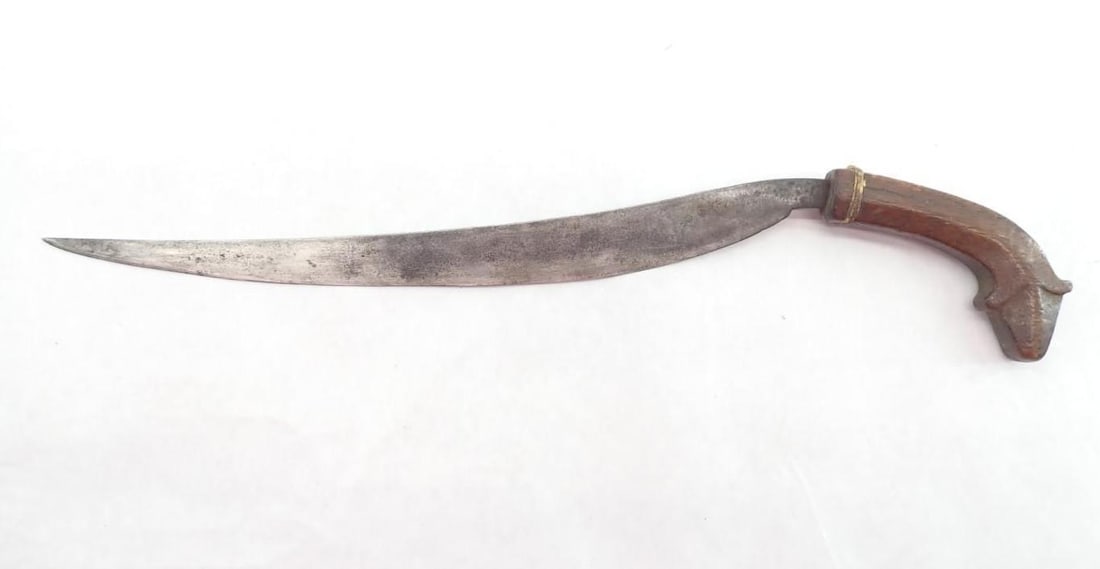 Philippine Moro Curved Blade Knife & Scabbard - 2