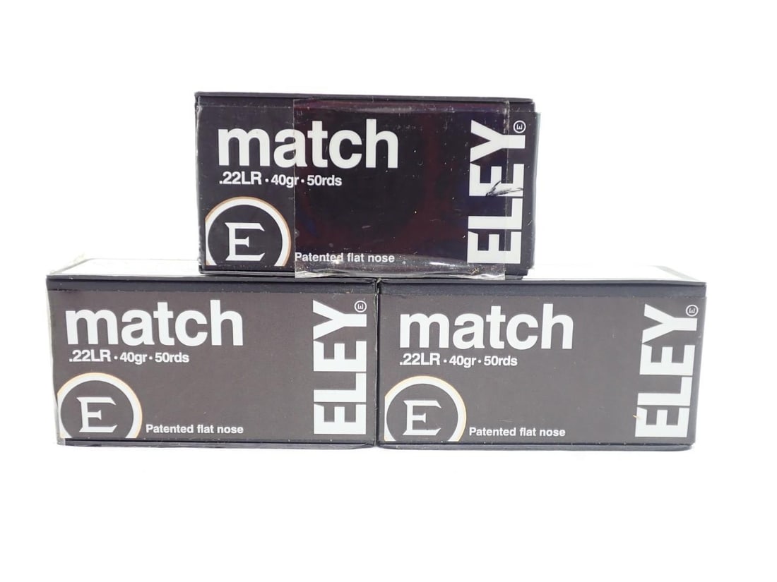 (140) Eley .22 LR Match Cartridges: 2 full boxes, 1 box with 40 rds