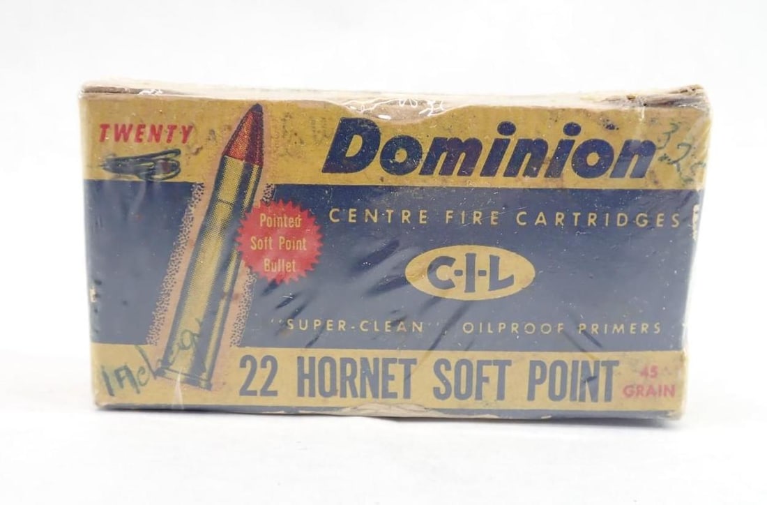 (20) C-I-L Dominion .22 Hornet Cartridges: In original box