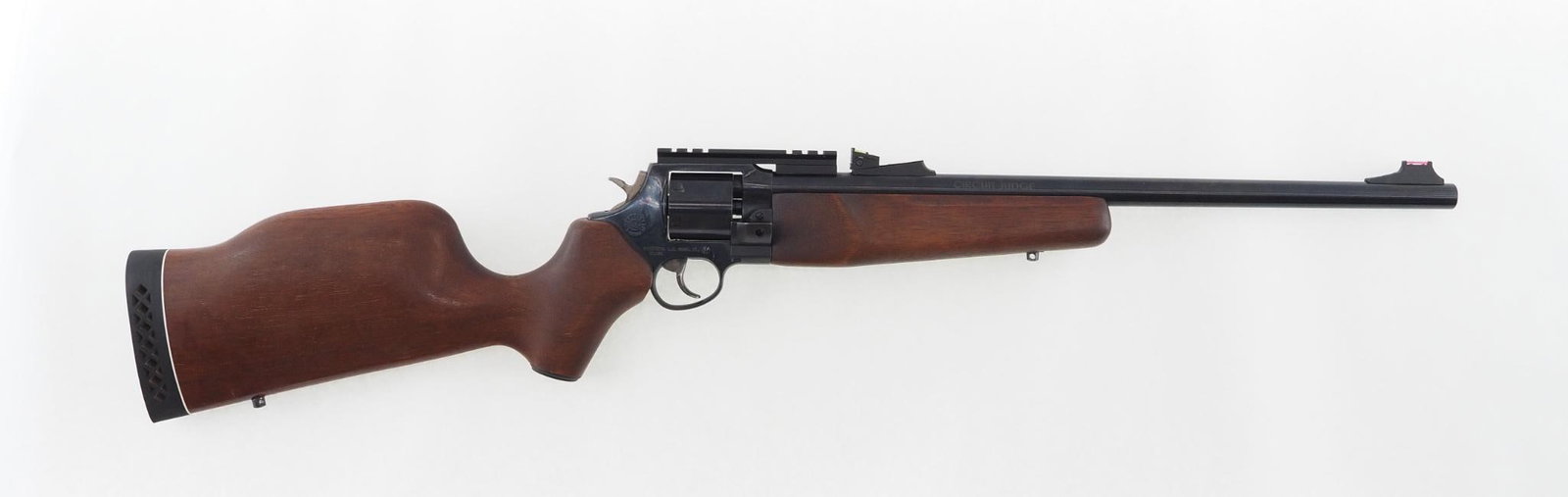 Taurus Circuit Judge Revolving Rifle: SN: FR3733 Year of Mfg: 2012-2015 Cal: .44 Magnum Action Type: Double Action Markings: The left side of the barrel is marked ".44 MAGNUM". The left side of the frame is marked with the serial number