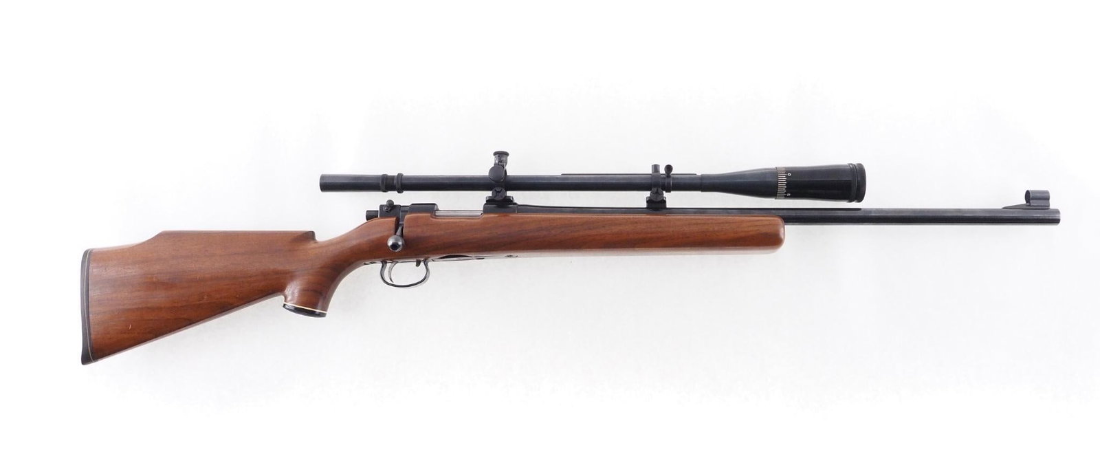 Sako Riihimaki Rifle: SN: 14581 Cal: .222 Rem Action Type: Bolt Action Barrel Length: 24" Sights/Optics: Factory front sight, Lyman super targetspot 10x Scope mounted Stock: Factory target stock Finish: Bl