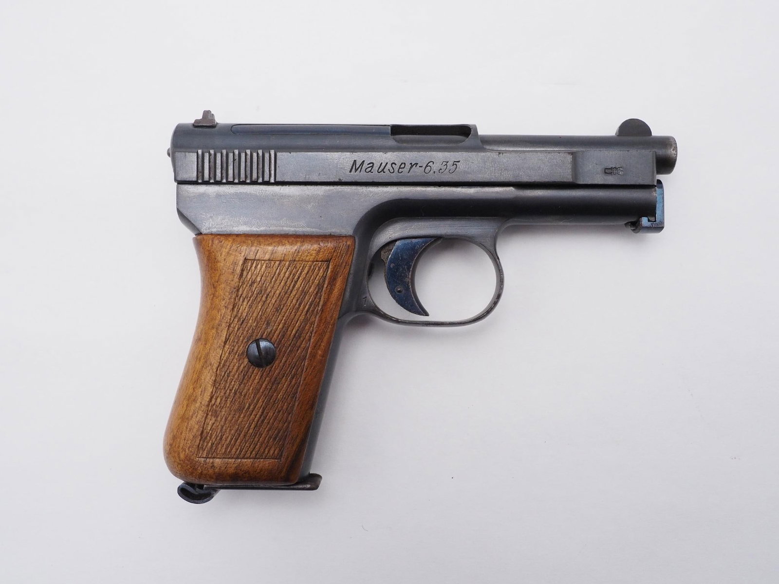 Mauser Model 1914 Pistol: SN: 291918 Year of Mfg: 1921-1928 Cal: 6.35mm (.25 ACP) Action Type: Semi Auto Markings: Right side of slide marked "Mauser-6.35" with Crown "U" proof left side of slide marked "WAFFENFABRIK MAUSER