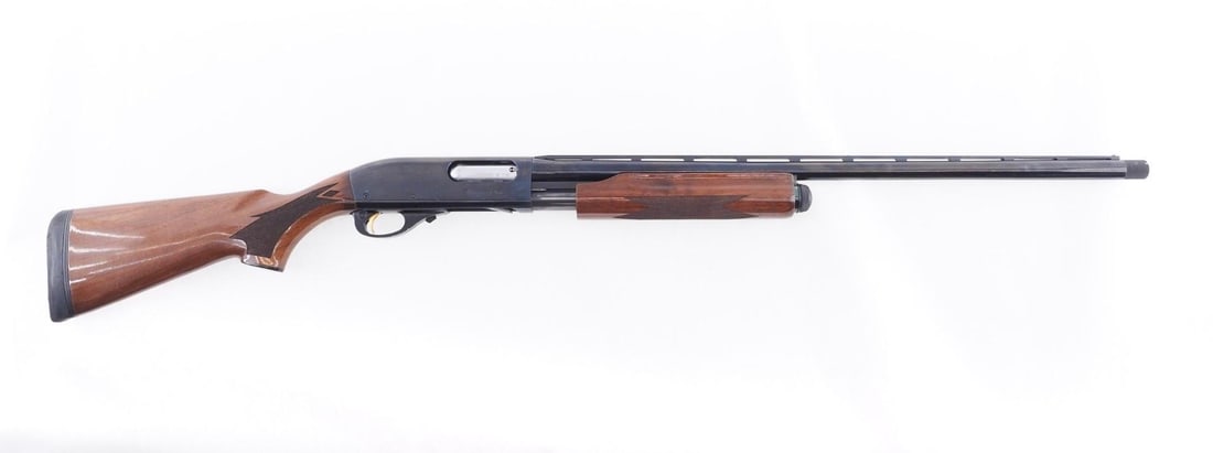 Remington 870 Wingmaster Shotgun: SN: AB536565M Year of Mfg: 1997 Cal: 12 Ga. Action Type: Slide Action Markings: Barrel marked "Light contour 12 Ga.. 2 3/4" or 3" Barrel Length: 25" extra full choke tube Sights/Optics: Vented Rib