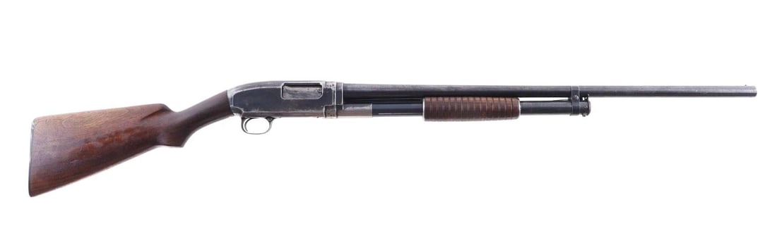 Winchester Model 12 Shotgun: SN: 533770 Year of Mfg: 1928 Cal: 16 Ga. Action Type: Slide Action Markings: Barrel marked Nickel Steel - Winchester - Model 12 - 16 Ga. Barrel Length: 26" barrel with fixed modified choke