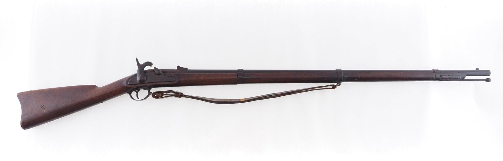 US Springfield Model 1861 Rifle: Cal: .58 Cal Action Type: Percussion Markings: "US Springfield 1861" Stamped on right side plate Barrel Length: 39" Sights/Optics: Original open sights Stock: Original stock, several handling marks,