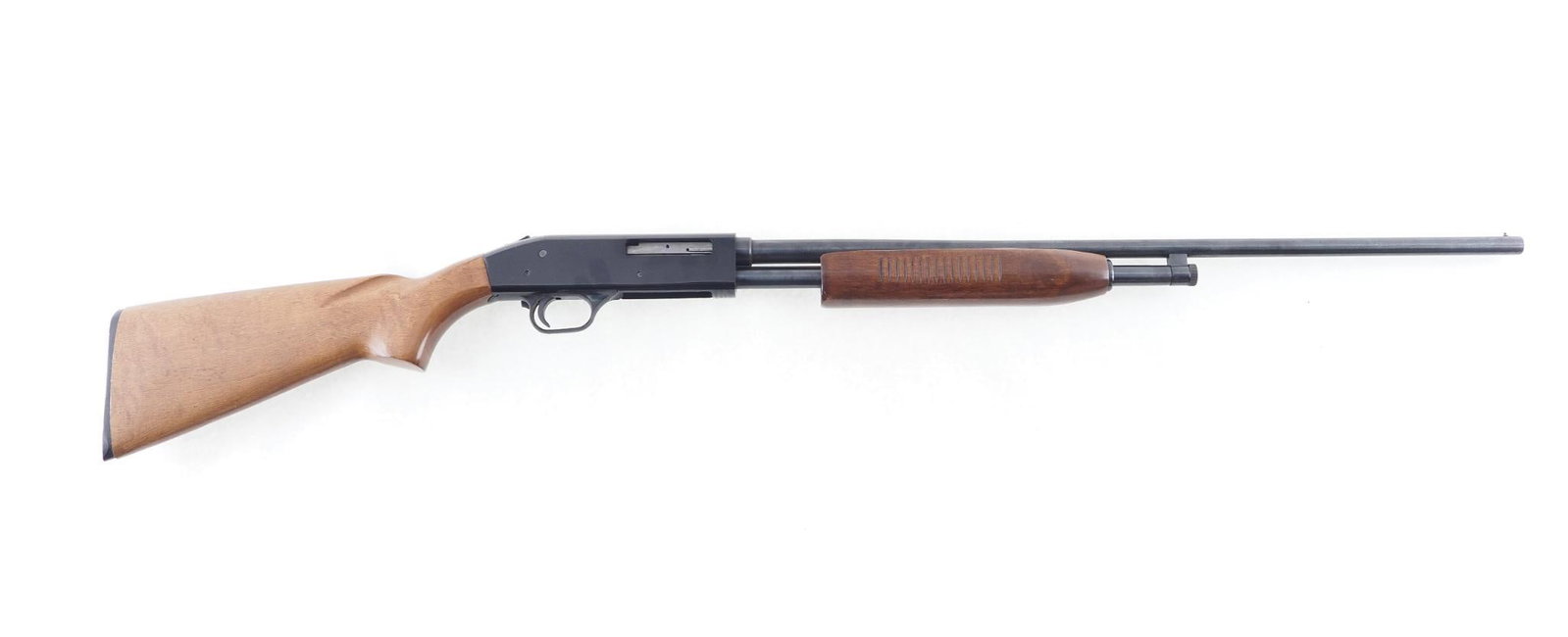 Western Field 550ED Shotgun: SN: H436630 Cal: .410 Bore Action Type: Slide Action Markings: Barrel marked "2 3/4" and 3" Shells" Barrel Length: 26" Full choke Sights/Optics: Beaded front sight Stock: Original wood, very good