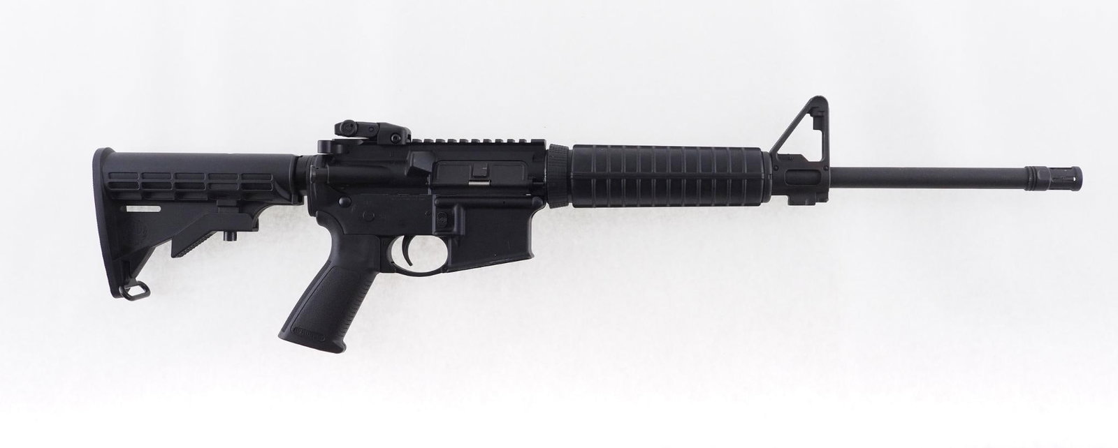 Ruger AR-556 Rifle: SN: 1851-22824 Cal: 5.56mm Action Type: Semi Auto Barrel Length: 16" Sights/Optics: Factory sights, flip up rear Stock: Black polymer Finish: Black coated Finish Cond: Origi