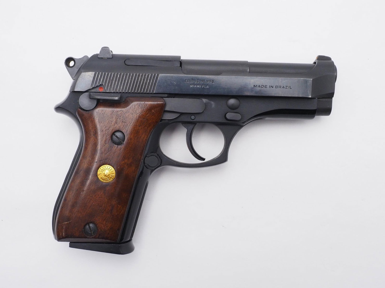 Taurus PT58S Pistol: SN: KHC03254 Cal: .380 ACP Action Type: Semi Auto Barrel Length: 4" Sights/Optics: Original sights Stock: Original wood grips Finish: Blued Finish Cond: Original Bore: Excellent Overall Cond: Very