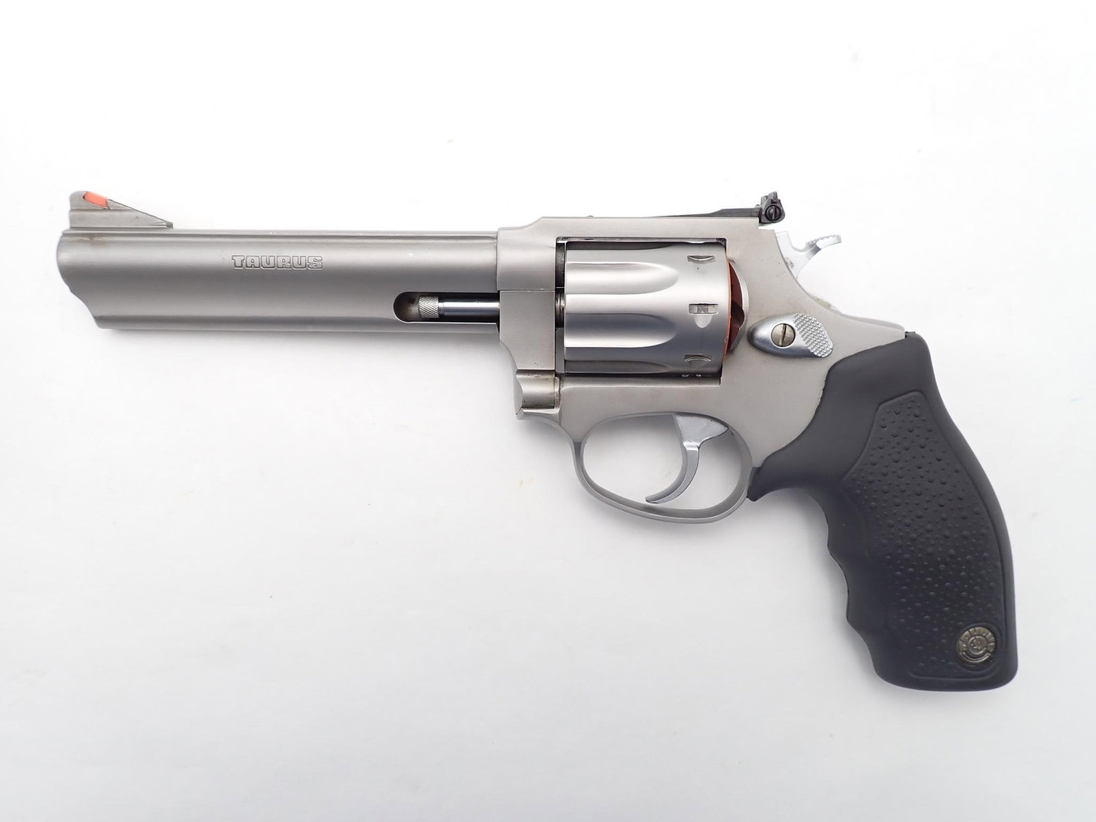 Taurus M941 Revolver: SN: FX45975 Cal: .22 Mag Action Type: Double Action Barrel Length: 5" Sights/Optics: Factory open sights Stock: Rubber Taurus grips Finish: Stainless finish Finish Cond: Original Bore: Excellent