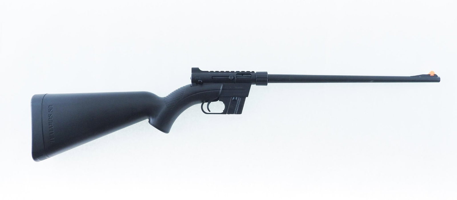 Henry H002 B US Survival Rifle: SN: US011832B Cal: .22 LR Action Type: Rifle Barrel Length: 16.25 Sights/Optics: Factory open sights Stock: Black synthetic grip and trigger guard Finish: Blued black Finish Cond: original Bore: very
