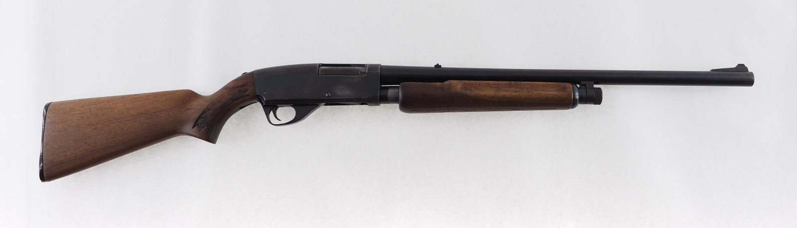 Savage 30 series E Shotgun: SN: C087468 Cal: 12 Ga. Action Type: Slide Action Barrel Length: 22" Cylinder bore barrel Sights/Optics: Rifle style ramp front sight , part of rear sight is missing Stock: Wood, showing little wear