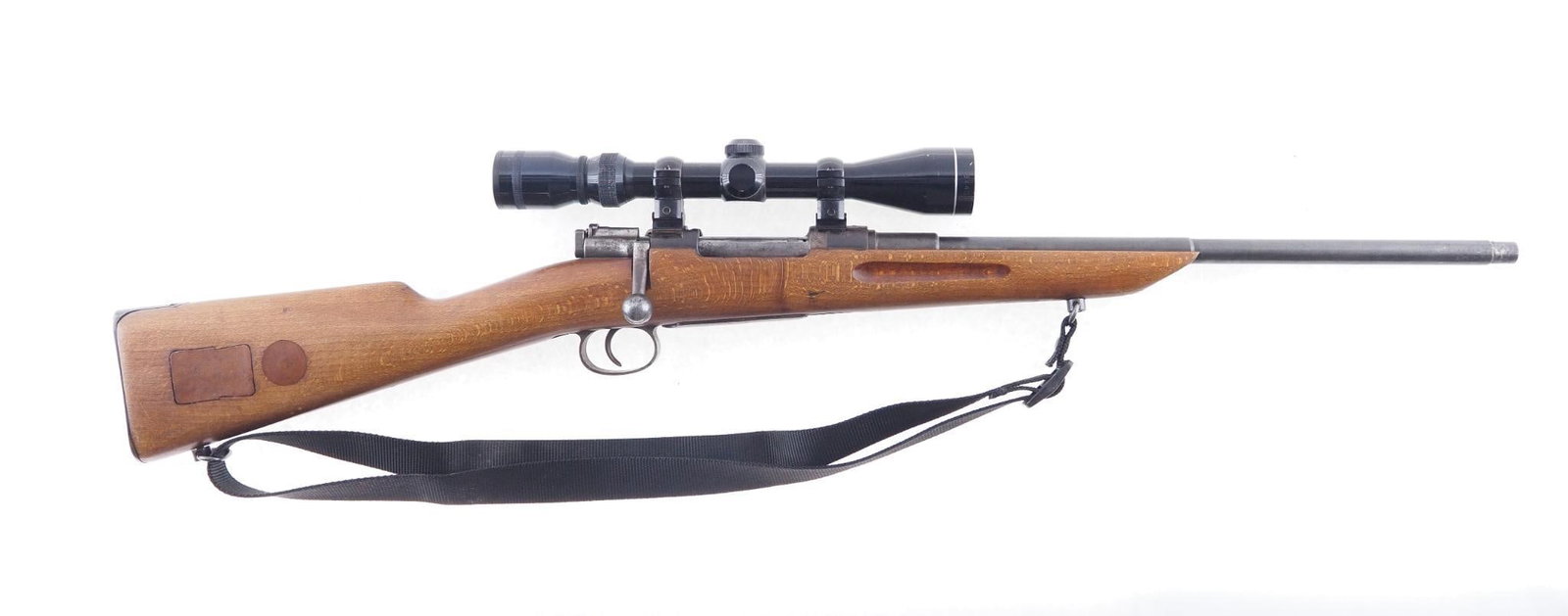 InterArms G33/50 Rifle: SN: 6946 Cal: 6.5 x 55 Action Type: Bolt Action Barrel Length: 18.5" Sights/Optics: Factory sights removed, TASCO Silver Antler Scope Installed Stock: Original wood stock cut down/sporterized, wood