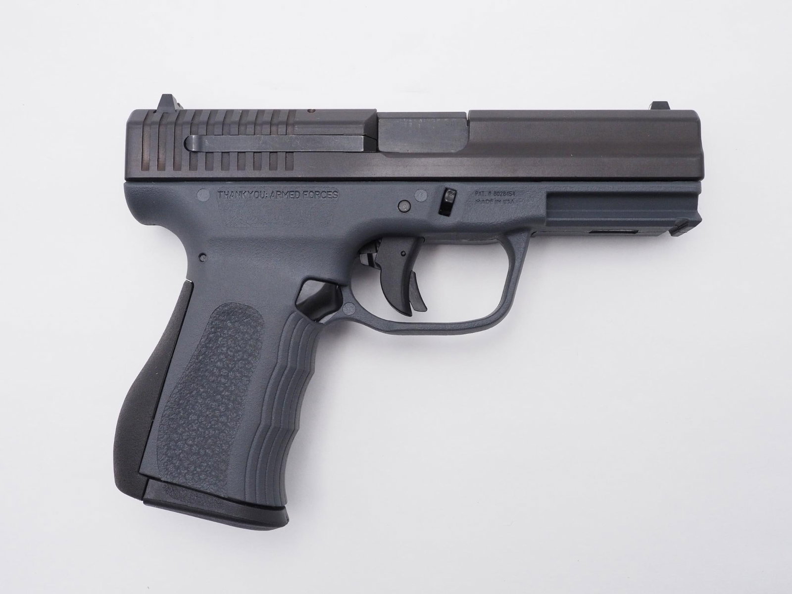 FMK 9C1-G2 Pistol: SN: BGG5054 Cal: 9mm Action Type: Semi Auto Barrel Length: 4" Sights/Optics: Factory Sights Stock: Grey polymer frame Finish: Matte Black Finish Cond: Original Bore: Excellent Overall Cond: Excellent