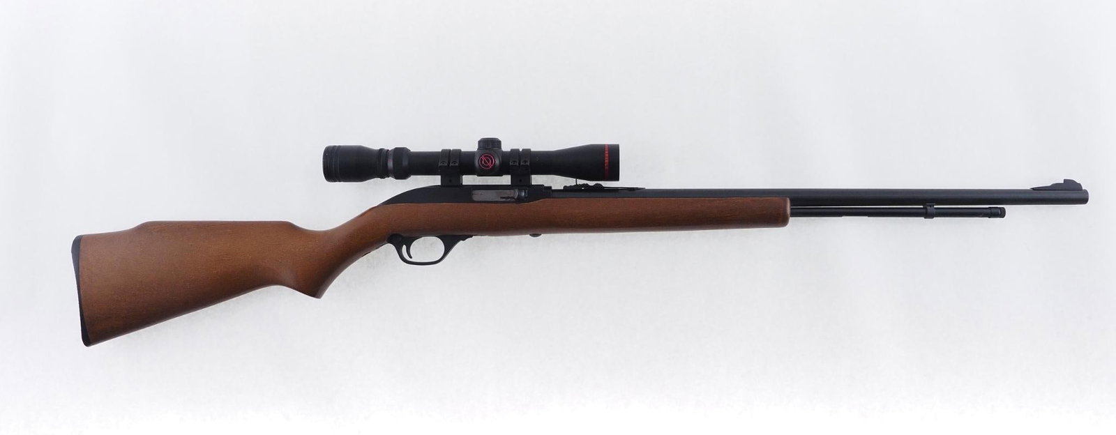 Marlin Model 60 Rifle: SN: 6142396 Cal: 22 LR Action Type: Semi Auto Barrel Length: 22" Sights/Optics: Original sights, simmons 3-9x32 scope mounted Stock: Original wood stock Finish: Blued Finish Con