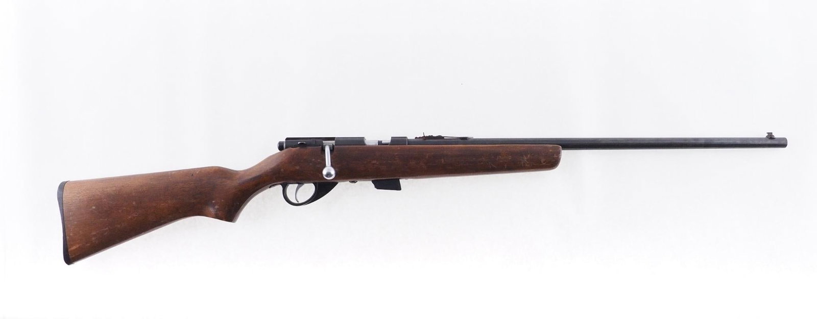 JC Higgins Model 103.228 Rifle: Cal: .22 S,L or LR Action Type: Bolt Action Barrel Length: 21.5" Sights/Optics: Factory open sights Stock: Original wood stock, handling marks are numerous Finish: Blued Finish Cond: Original, some