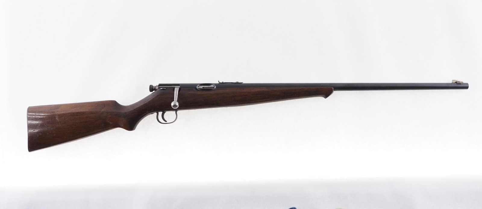 Savage Sporter Rifle: SN: No S.N. Cal: .22 LR Action Type: Bolt Action Barrel Length: 23.5" Sights/Optics: Open sights Stock: Original wood with normal handling marks for it's age Finish: Blued Finish Cond: Original Bore: