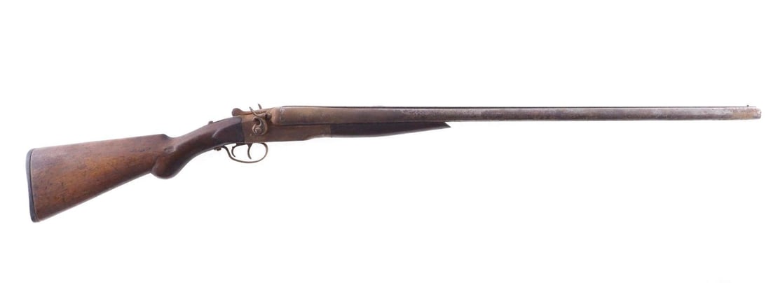 Stevens 235 Shotgun: SN: 14354 Cal: 12 Ga. Action Type: Side by Side Barrel Length: 30" Sights/Optics: Beaded Front Sight Stock: Original wood stock Finish: Blued Finish Cond: Very Worn Bore: Unknown Overall Cond: Poor