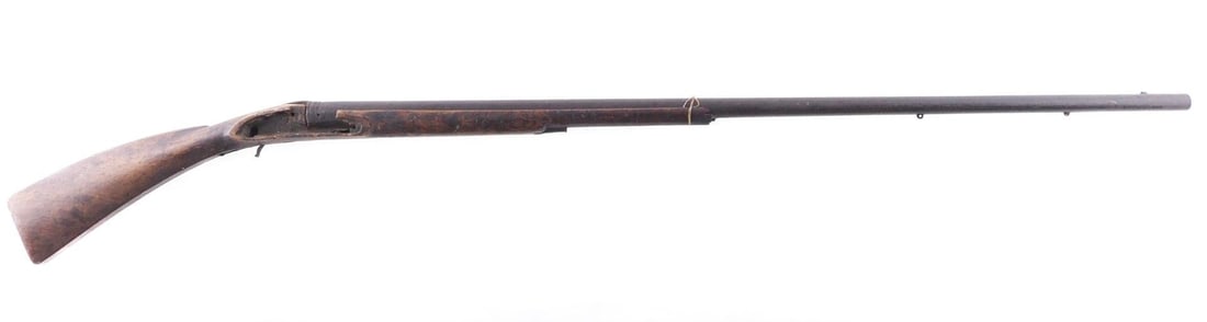 Fowling Gun Flintlock: Cal: .70 Bore Barrel Length: 44" Sights/Optics: Front Blade Stock: Original wood, poor condition Finish Cond: Poor Bore: Poor Overall Cond: Very Poor Mechanical: Non-Functioning Box/Papers/Acc: None