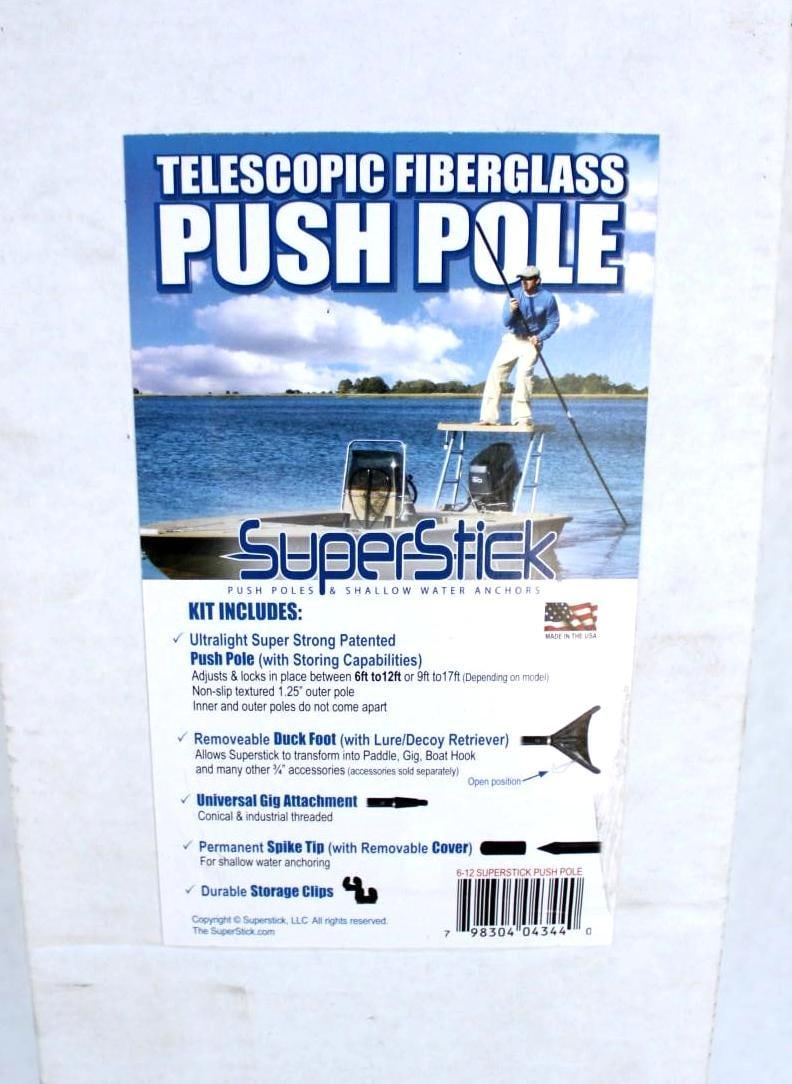 Superstick Telescopic Fiberglass Push Pole: NIB, extends 6'-12'