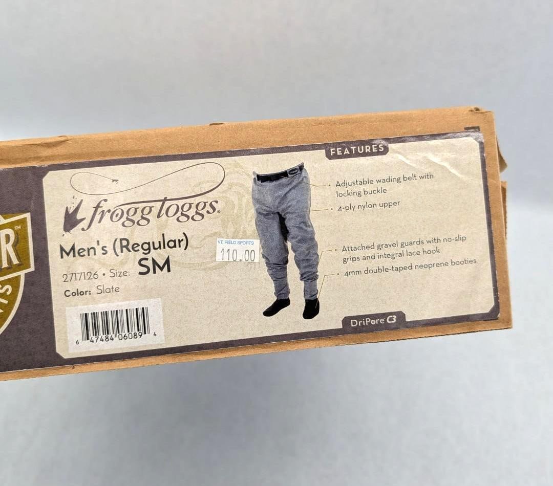 Frogg Togg Hellbender Mens Wading Pants: size small, slate, NIB