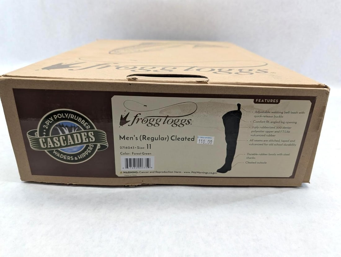 Frogg Togg Cascades Men's Cleated Hip Waders: size 11, green, NIB