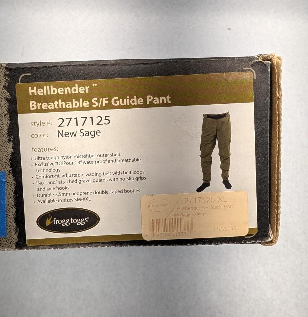 Frogg Togg Hellbender Breathable S/F Guidepant: size XL, sage, NIB