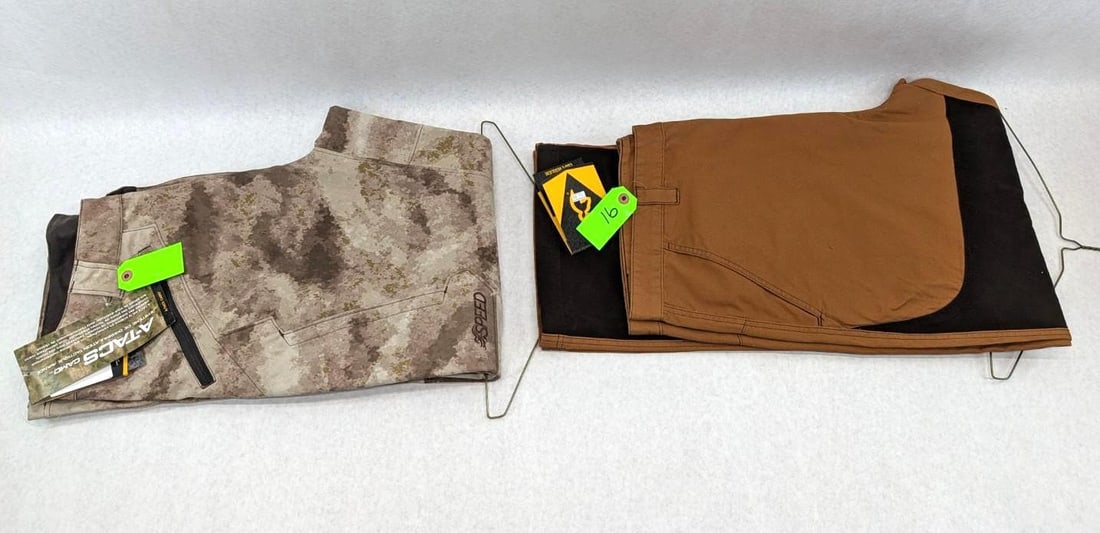 (2) Browning Pants: size 42 x 32 briar pants and 38 x 48 A-Tac camo