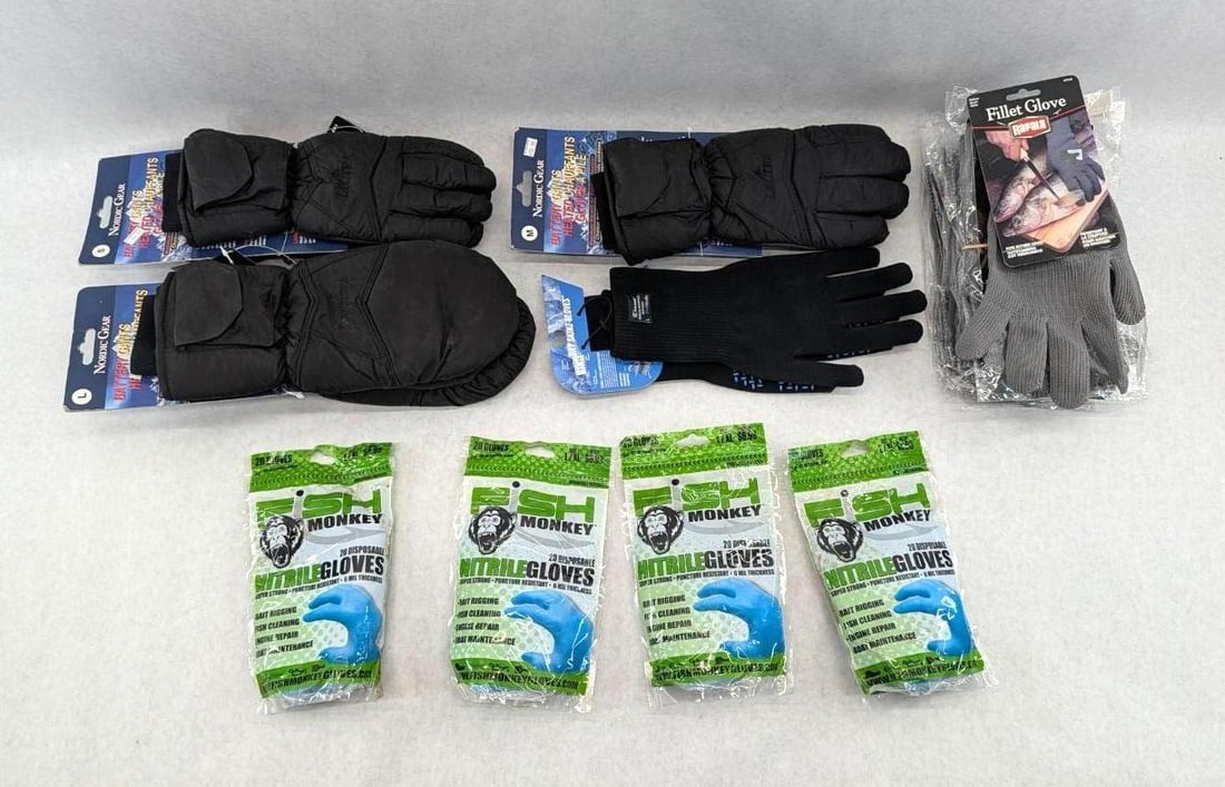 (15) Winter, Filet, & Fish Cleaning Gloves: sizes including S-XL
