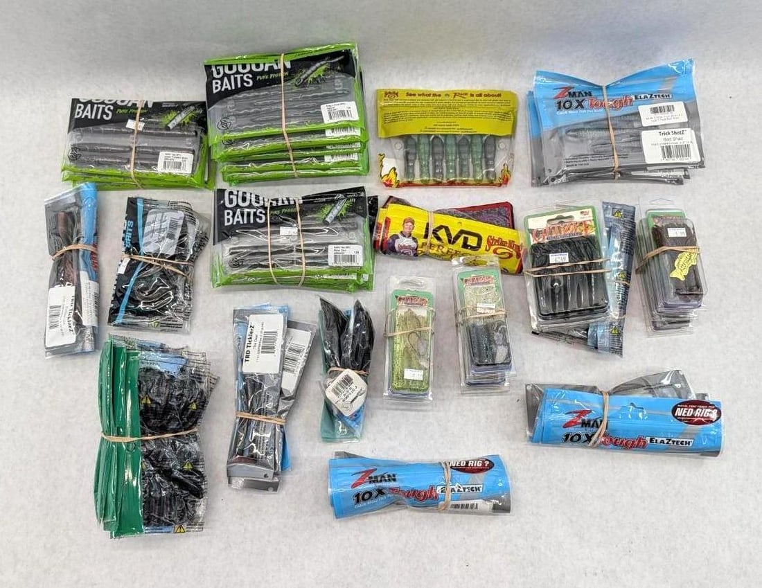 (53+/-) Packages of Asst. Rubber Bait: including Googan, Zman, Gitzit, and Strike King