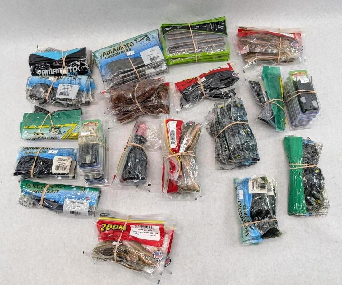 (52+/-) Packages of Asst. Rubber Bait: including Googan, Zoom, Yamamoto, Gitzit, etc