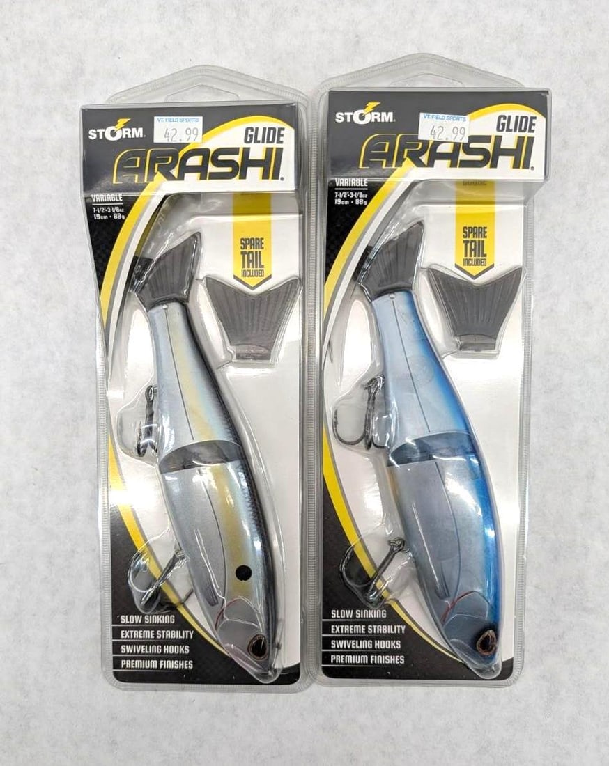 (2) Storm Arashi Glide Lure: AGB19 859 Pro Blue and AGB19 690 Threadfin Shad