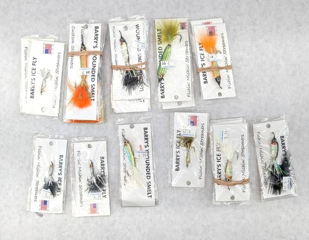 (22+/-) Fishin' Mishin' Streamers Fly Lures: including wounded smelt, ice fly, etc