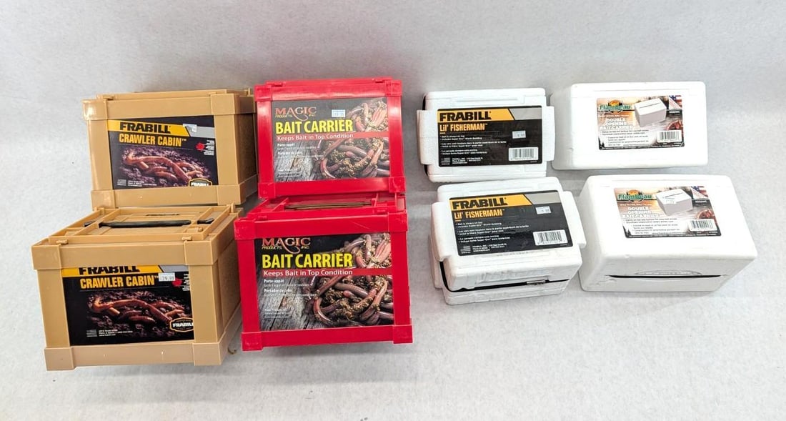 (8) Frabill Bait Carriers: (4) styrofoam