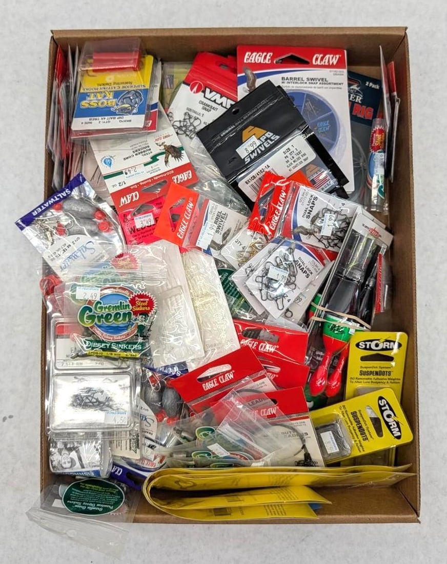 Asst. Fishing Accessories: including swivels, hooks, sinkers, rigs, etc