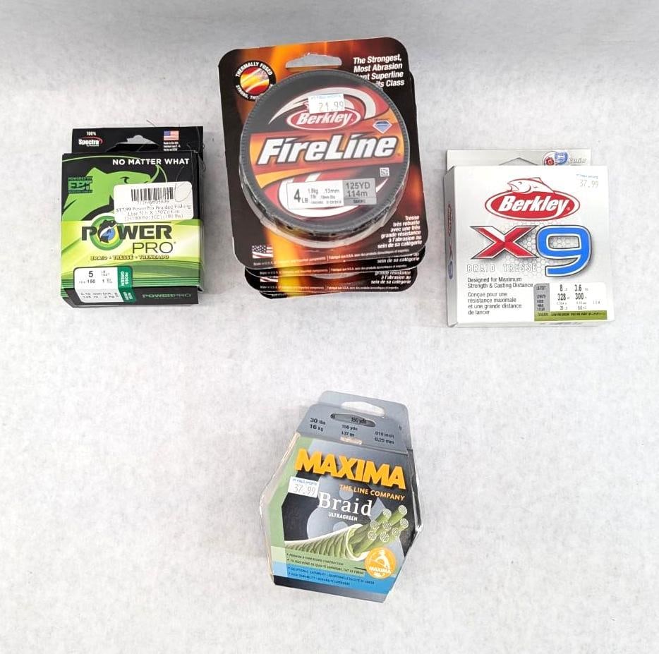 (10) Spools of Braided Fishing Line: ranges from 4 to 30 lb test