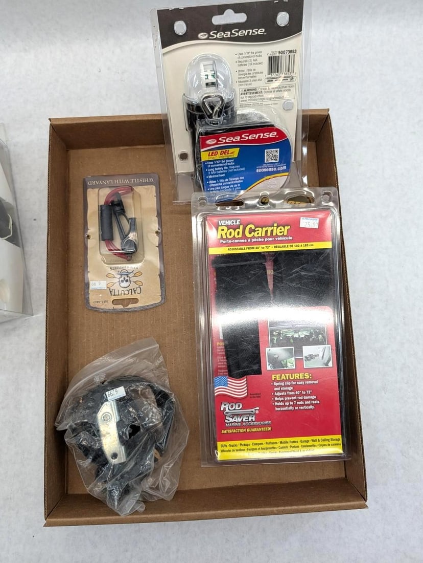 Boating Accessories: including Propel Paddle Gear Canoe Carrier, Seasense clamp on bow light, MinnKota prop kit, vehicle rod holder kit