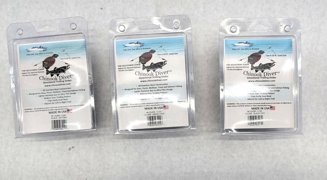 (3) Chinook Divers Directional Trolling Sinkers - 3