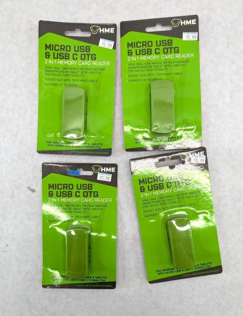 (4) Micro USB & USB C 2-in-1 Memory Card Reader: NIB, Hunting Made Easy